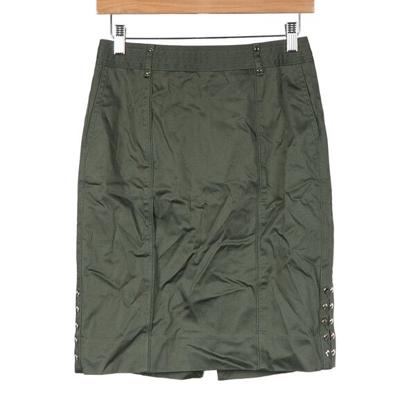 White House Black Market Dresses & Skirts - Army Green Pencil Skirt 0 Womens Secretary Academia Classic Slit Rivets Pockets
